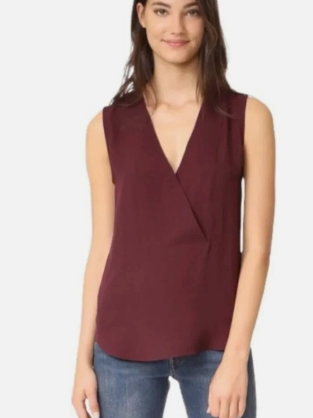 Theory Crossover Shell Silk Tank blouse crossover v neck Small MSRP $235